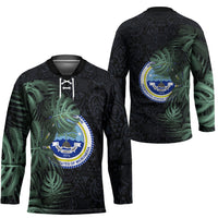 Federated States Of Micronesia Hockey Jersey FSM Tropical Monstera Leaf Dark Tribal Pattern
