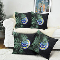 Federated States Of Micronesia Pillow Cover FSM Tropical Monstera Leaf Dark Tribal Pattern
