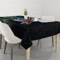 Federated States Of Micronesia Tablecloth FSM Tropical Monstera Leaf Dark Tribal Pattern