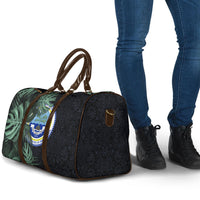Federated States Of Micronesia Travel Bag FSM Tropical Monstera Leaf Dark Tribal Pattern