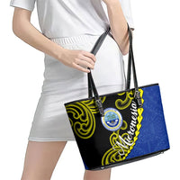 Federated States Of Micronesia FSM Leather Tote Bag Pacific Islander Tribal Swirl Geometric Pattern