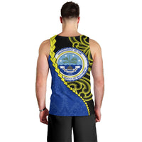 Federated States Of Micronesia FSM Men Tank Top Pacific Islander Tribal Swirl Geometric Pattern