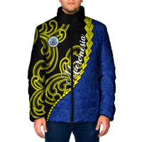 Federated States Of Micronesia FSM Padded Jacket Pacific Islander Tribal Swirl Geometric Pattern
