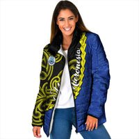 Federated States Of Micronesia FSM Padded Jacket Pacific Islander Tribal Swirl Geometric Pattern
