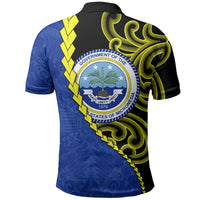 Federated States Of Micronesia FSM Polo Shirt Pacific Islander Tribal Swirl Geometric Pattern