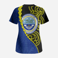 Federated States Of Micronesia FSM Scrub Top Pacific Islander Tribal Swirl Geometric Pattern