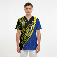 Federated States Of Micronesia FSM Scrub Top Pacific Islander Tribal Swirl Geometric Pattern