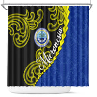 Federated States Of Micronesia FSM Shower Curtain Pacific Islander Tribal Swirl Geometric Pattern