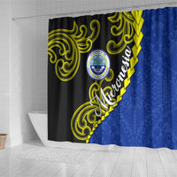 Federated States Of Micronesia FSM Shower Curtain Pacific Islander Tribal Swirl Geometric Pattern
