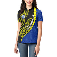 Federated States Of Micronesia FSM Women Polo Shirt Pacific Islander Tribal Swirl Geometric Pattern
