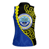 Federated States Of Micronesia FSM Women Sleeveless Polo Shirt Pacific Islander Tribal Swirl Geometric Pattern