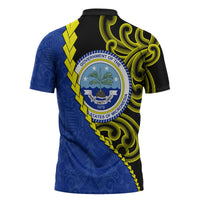 Federated States Of Micronesia FSM Zipper Polo Shirt Pacific Islander Tribal Swirl Geometric Pattern