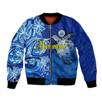 Micronesia Sea Turtle Bomber Jacket Federated States Of Micronesia Tribal Floral Pattern