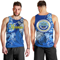 Micronesia Sea Turtle Men Tank Top Federated States Of Micronesia Tribal Floral Pattern