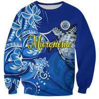 Micronesia Sea Turtle Sweatshirt Federated States Of Micronesia Tribal Floral Pattern