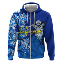 Micronesia Sea Turtle Zip Hoodie Federated States Of Micronesia Tribal Floral Pattern