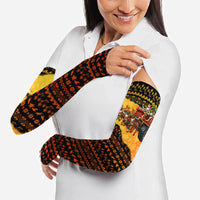 Tropical Christmas In July Santa Claus Arm Sleeves Festive Hawaiian With Beach Reindeer Sleigh