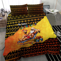 Tropical Christmas In July Santa Claus Bedding Set Festive Hawaiian With Beach Reindeer Sleigh