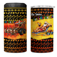 Tropical Christmas In July Santa Claus 4 in 1 Can Cooler Tumbler Festive Hawaiian With Beach Reindeer Sleigh