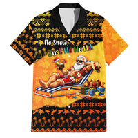 Tropical Christmas In July Santa Claus Family Matching Off The Shoulder Long Sleeve Dress and Hawaiian Shirt Festive Hawaiian With Beach Reindeer Sleigh