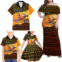 Tropical Christmas In July Santa Claus Family Matching Off Shoulder Maxi Dress and Hawaiian Shirt Festive Hawaiian With Beach Reindeer Sleigh
