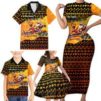 Tropical Christmas In July Santa Claus Family Matching Short Sleeve Bodycon Dress and Hawaiian Shirt Festive Hawaiian With Beach Reindeer Sleigh