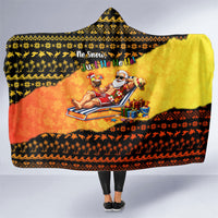 Tropical Christmas In July Santa Claus Hooded Blanket Festive Hawaiian With Beach Reindeer Sleigh