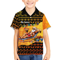 Tropical Christmas In July Santa Claus Kid Hawaiian Shirt Festive Hawaiian With Beach Reindeer Sleigh