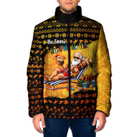 Tropical Christmas In July Santa Claus Padded Jacket Festive Hawaiian With Beach Reindeer Sleigh