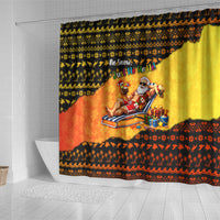 Tropical Christmas In July Santa Claus Shower Curtain Festive Hawaiian With Beach Reindeer Sleigh
