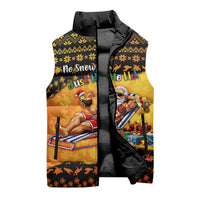 Tropical Christmas In July Santa Claus Sleeveless Puffer Jacket Festive Hawaiian With Beach Reindeer Sleigh