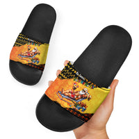Tropical Christmas In July Santa Claus Slide Sandals Festive Hawaiian With Beach Reindeer Sleigh