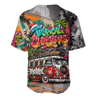 Tropical Christmas In July Candy Cane Surf Baseball Jersey Vibrant Street Art Beach Graffiti Graphic