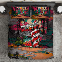 Tropical Christmas In July Candy Cane Surf Bedding Set Vibrant Street Art Beach Graffiti Graphic