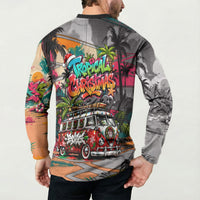 Tropical Christmas In July Candy Cane Surf Button Sweatshirt Vibrant Street Art Beach Graffiti Graphic