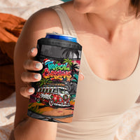 Tropical Christmas In July Candy Cane Surf 4 in 1 Can Cooler Tumbler Vibrant Street Art Beach Graffiti Graphic