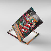 Tropical Christmas In July Candy Cane Surf Canvas Wall Art Vibrant Street Art Beach Graffiti Graphic