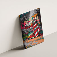 Tropical Christmas In July Candy Cane Surf Canvas Wall Art Vibrant Street Art Beach Graffiti Graphic