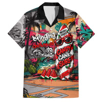 Tropical Christmas In July Candy Cane Surf Family Matching Mermaid Dress and Hawaiian Shirt Vibrant Street Art Beach Graffiti Graphic
