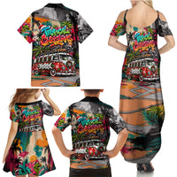 Tropical Christmas In July Candy Cane Surf Family Matching Summer Maxi Dress and Hawaiian Shirt Vibrant Street Art Beach Graffiti Graphic