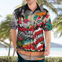 Tropical Christmas In July Candy Cane Surf Hawaiian Shirt Vibrant Street Art Beach Graffiti Graphic