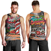 Tropical Christmas In July Candy Cane Surf Men Tank Top Vibrant Street Art Beach Graffiti Graphic