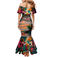Tropical Christmas In July Candy Cane Surf Mermaid Dress Vibrant Street Art Beach Graffiti Graphic