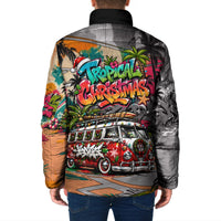 Tropical Christmas In July Candy Cane Surf Padded Jacket Vibrant Street Art Beach Graffiti Graphic