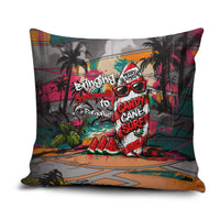 Tropical Christmas In July Candy Cane Surf Pillow Cover Vibrant Street Art Beach Graffiti Graphic