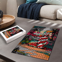 Tropical Christmas In July Candy Cane Surf Puzzle Vibrant Street Art Beach Graffiti Graphic