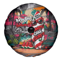 Tropical Christmas In July Candy Cane Surf Spare Tire Cover Vibrant Street Art Beach Graffiti Graphic