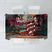 Tropical Christmas In July Candy Cane Surf Tablecloth Vibrant Street Art Beach Graffiti Graphic