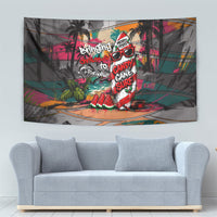 Tropical Christmas In July Candy Cane Surf Tapestry Vibrant Street Art Beach Graffiti Graphic