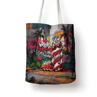 Tropical Christmas In July Candy Cane Surf Tote Bag Vibrant Street Art Beach Graffiti Graphic